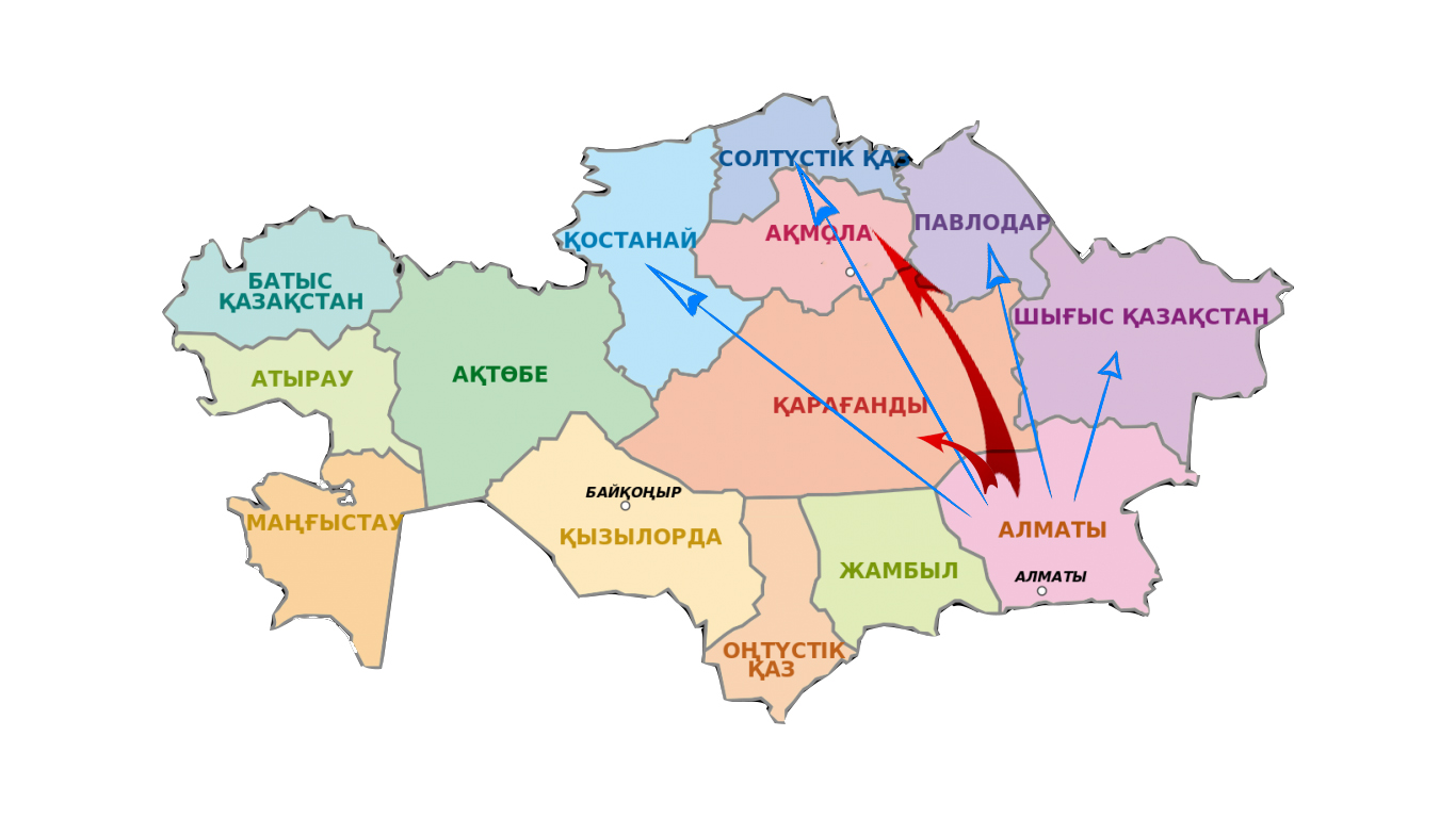 Какие районы казахстана. Северный Казахстан карта. Карта Казахстана с городами. Южный Казахстан регионы Казахстана.